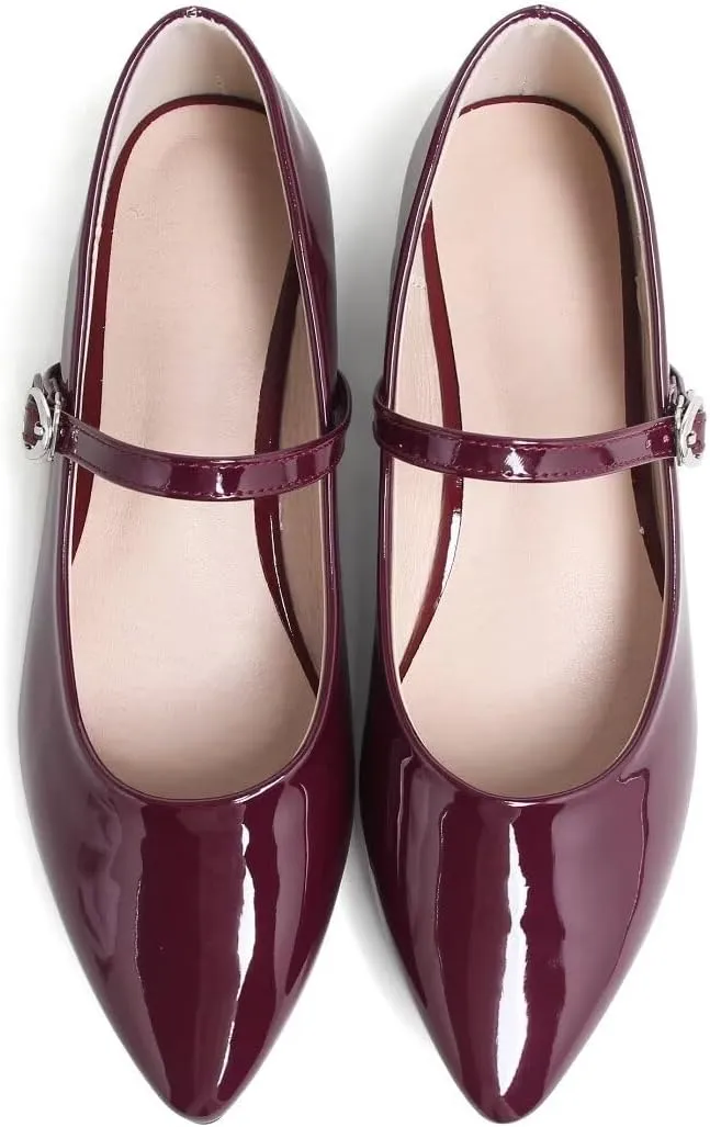 TN TANGNEST Leather Flats for Women Comfortable Pointy Toe Slip On Flats Soft Work Flats Retro Mary Jane Flats