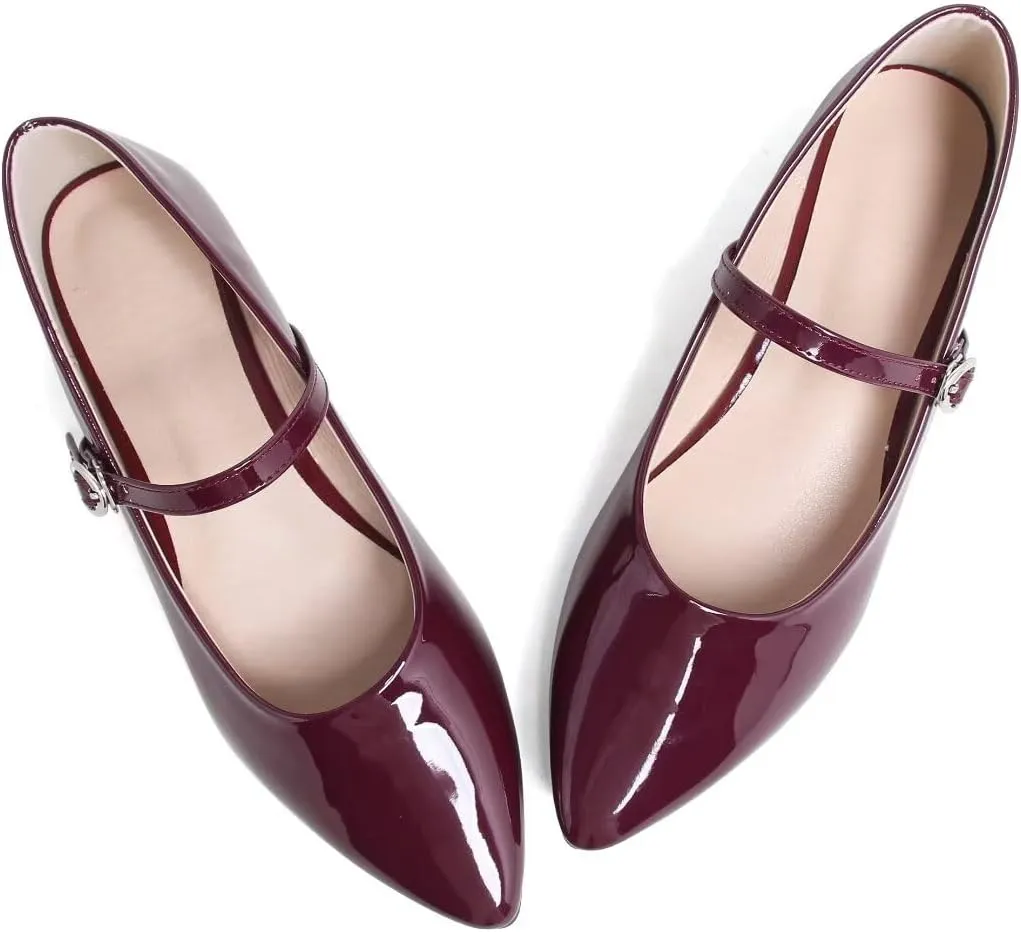 TN TANGNEST Leather Flats for Women Comfortable Pointy Toe Slip On Flats Soft Work Flats Retro Mary Jane Flats