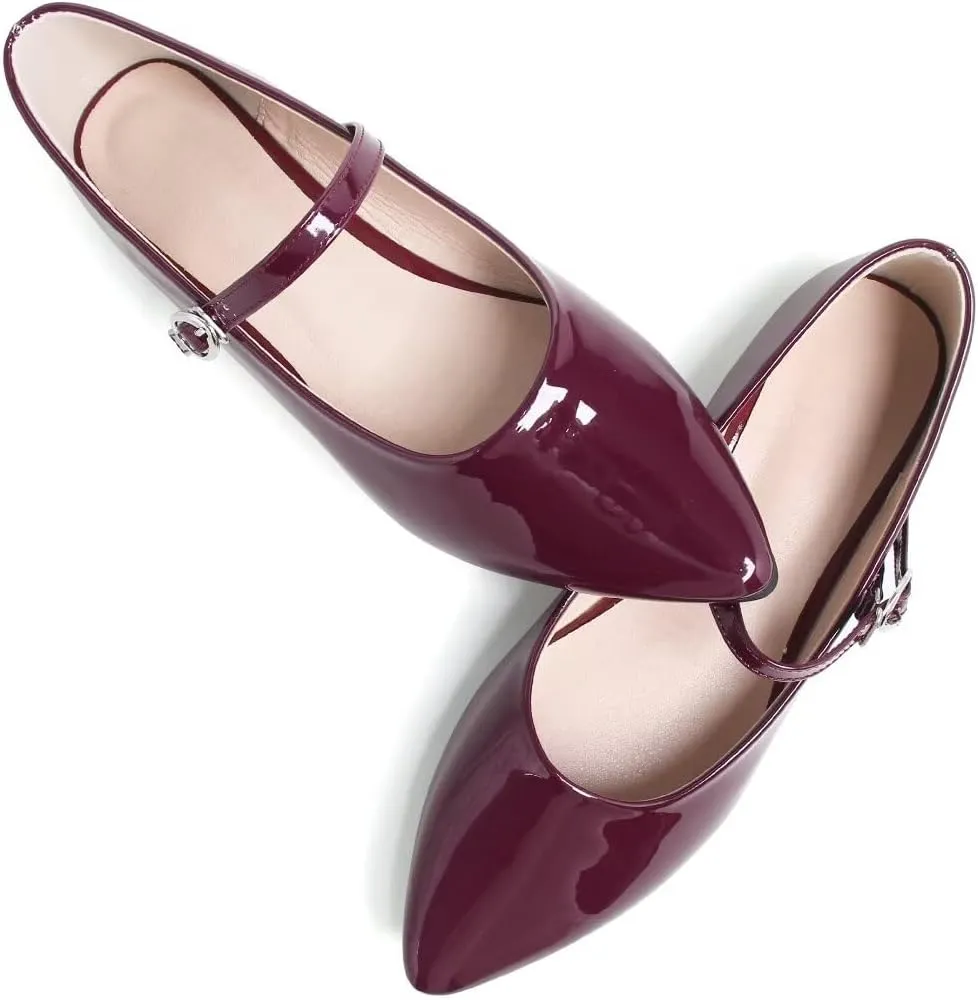 TN TANGNEST Leather Flats for Women Comfortable Pointy Toe Slip On Flats Soft Work Flats Retro Mary Jane Flats