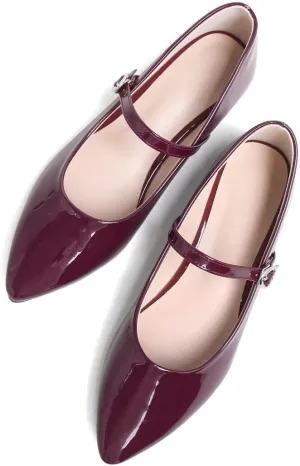 TN TANGNEST Leather Flats for Women Comfortable Pointy Toe Slip On Flats Soft Work Flats Retro Mary Jane Flats