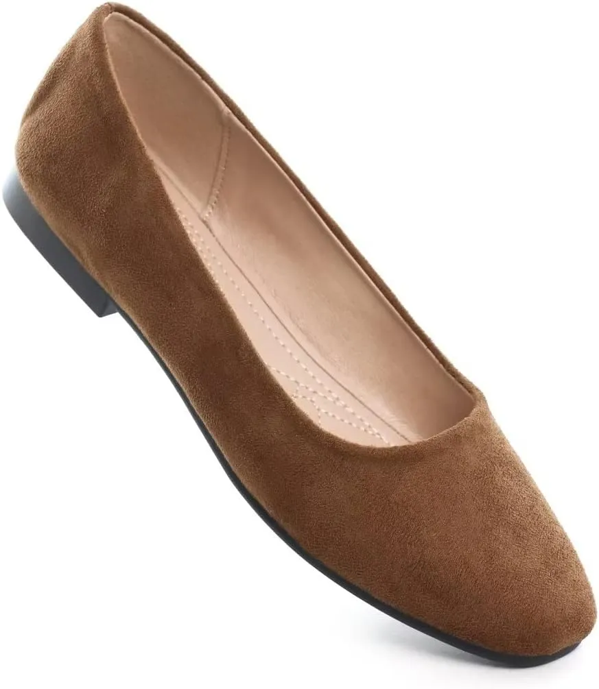 TN TANGNEST Women's Fashion Square Toe Ballet Shoes Comfortable Slip On Flats