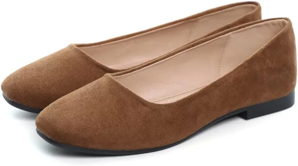 TN TANGNEST Women's Fashion Square Toe Ballet Shoes Comfortable Slip On Flats