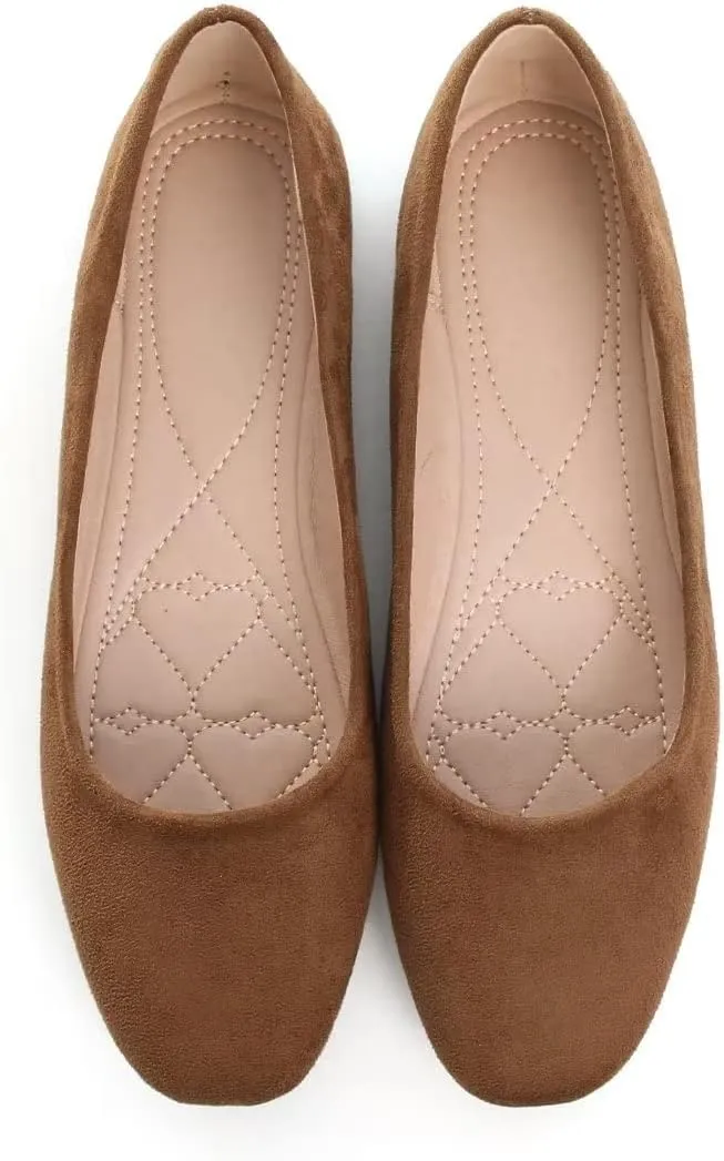 TN TANGNEST Women's Fashion Square Toe Ballet Shoes Comfortable Slip On Flats