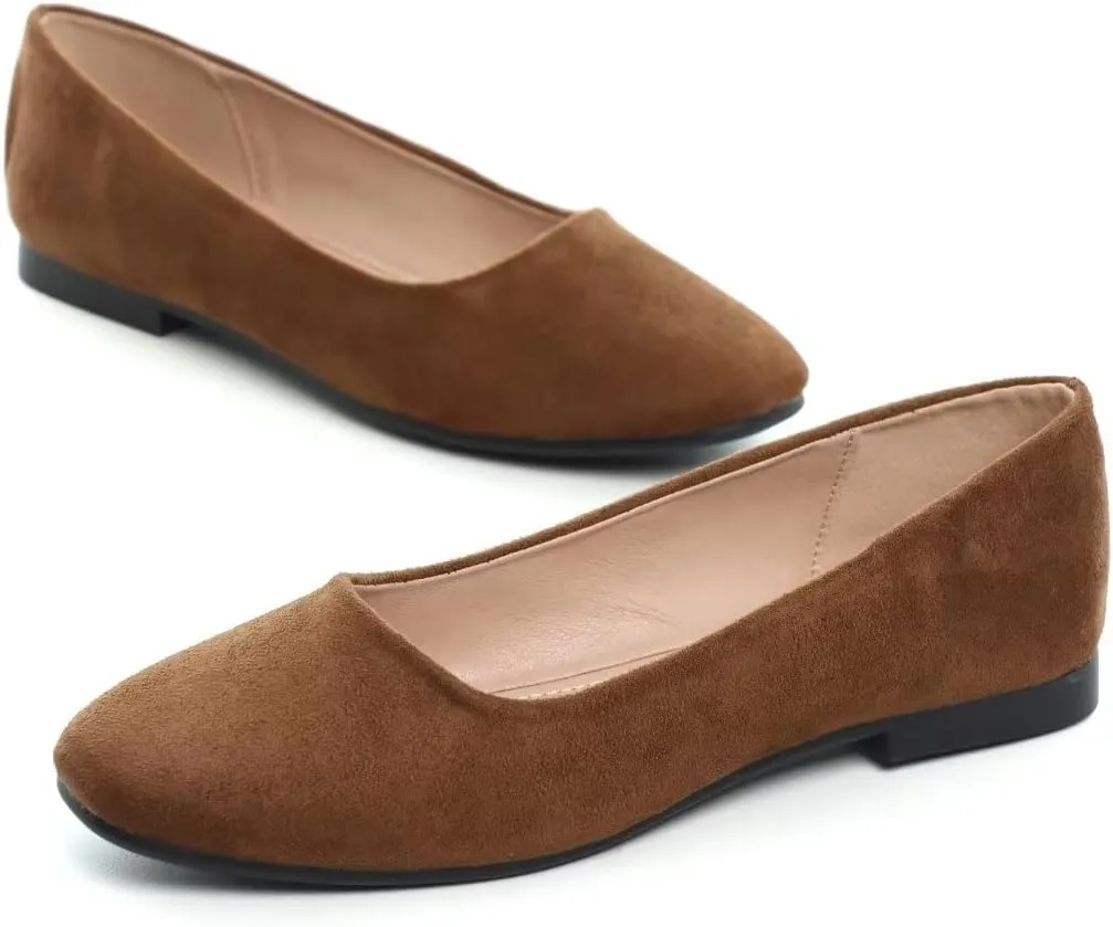 TN TANGNEST Women's Fashion Square Toe Ballet Shoes Comfortable Slip On Flats