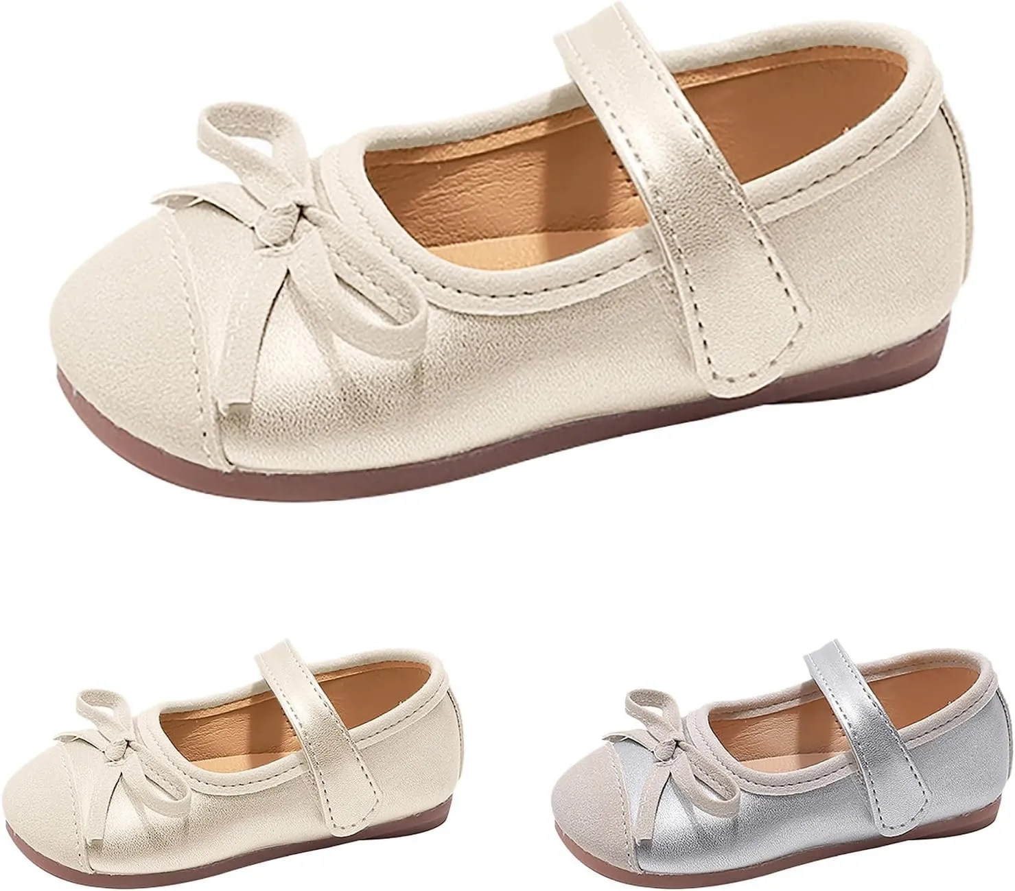 Toddler Baby Mary Jane Dress Shoes Sparkle Bow Ballerina Flats for Wedding Party Christmas Walking Girl Shoes