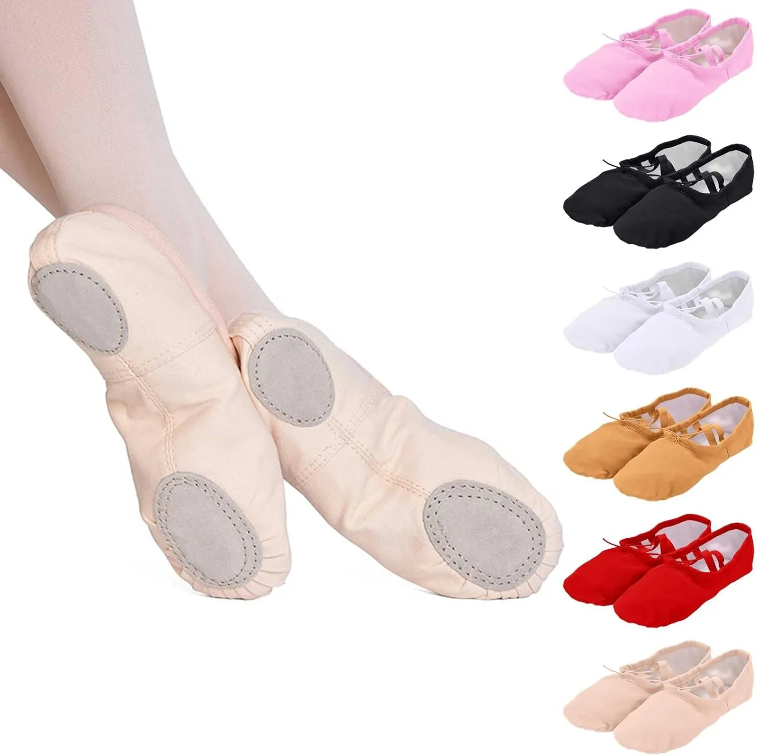 Toddler Ballet Shoes for Girls Soft Leather Ballet Exercise Shoes No-Tie Ethnic Yoga Dance Indoor Casual Shoes