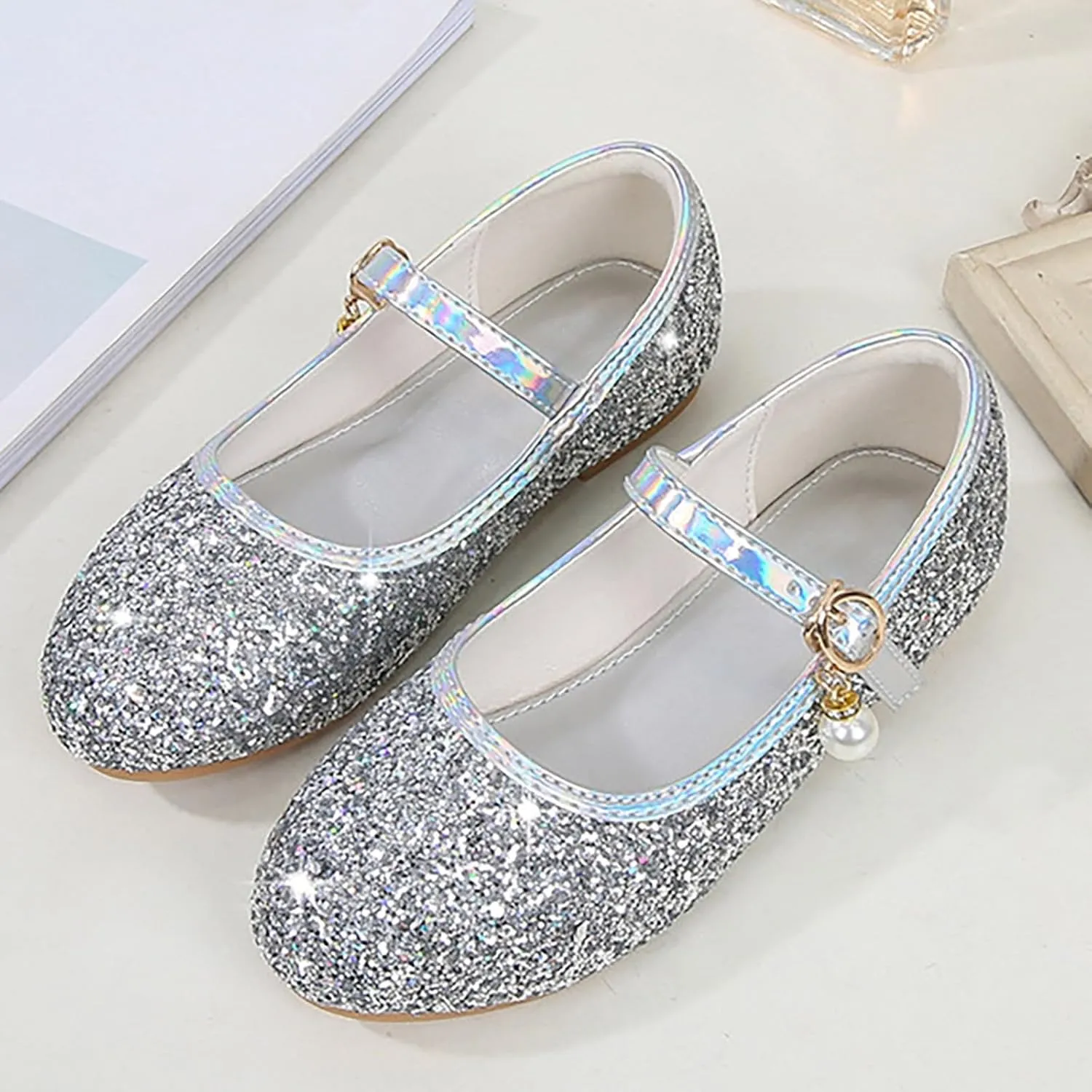 Toddler Flower Girl Dress Shoes Rhinstones Mary Jane Ballet Flats Party Wedding Toddler Little Kid Princess Shoes