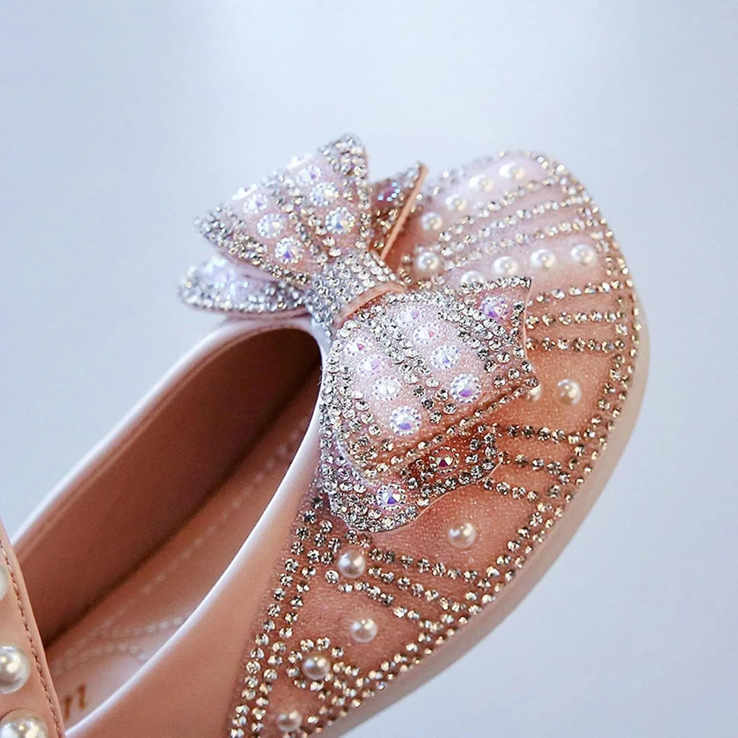 Toddler Flower Girl Dress Shoes Rhinstones Pearls Bow Ballet Flats Wedding Party Girls Toddler Mary Jane