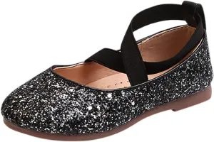 Toddler Girls Dress Glitter Princess Ballet Flat Little/Big Kids Mary Jane Ballerina Party Wedding Shoes