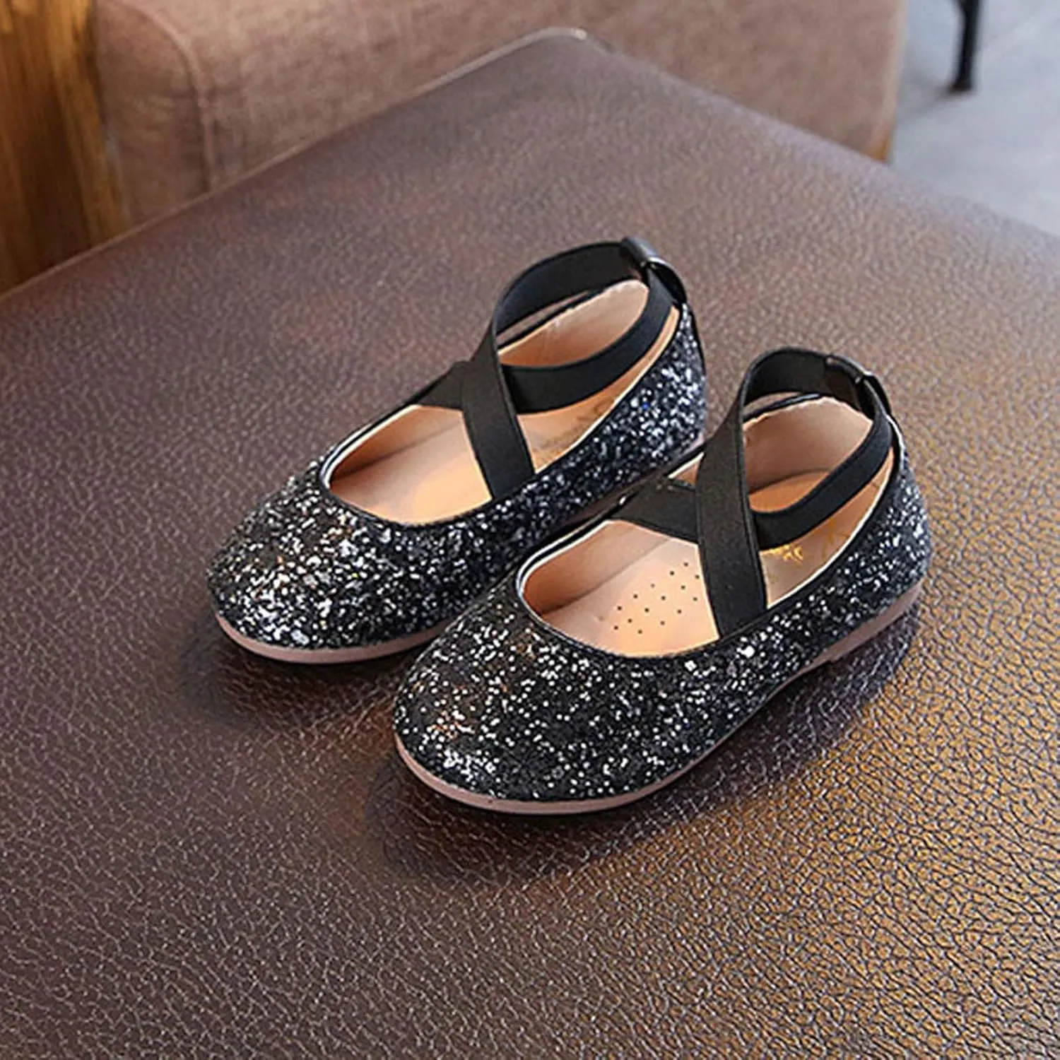 Toddler Girls Dress Glitter Princess Ballet Flat Little/Big Kids Mary Jane Ballerina Party Wedding Shoes