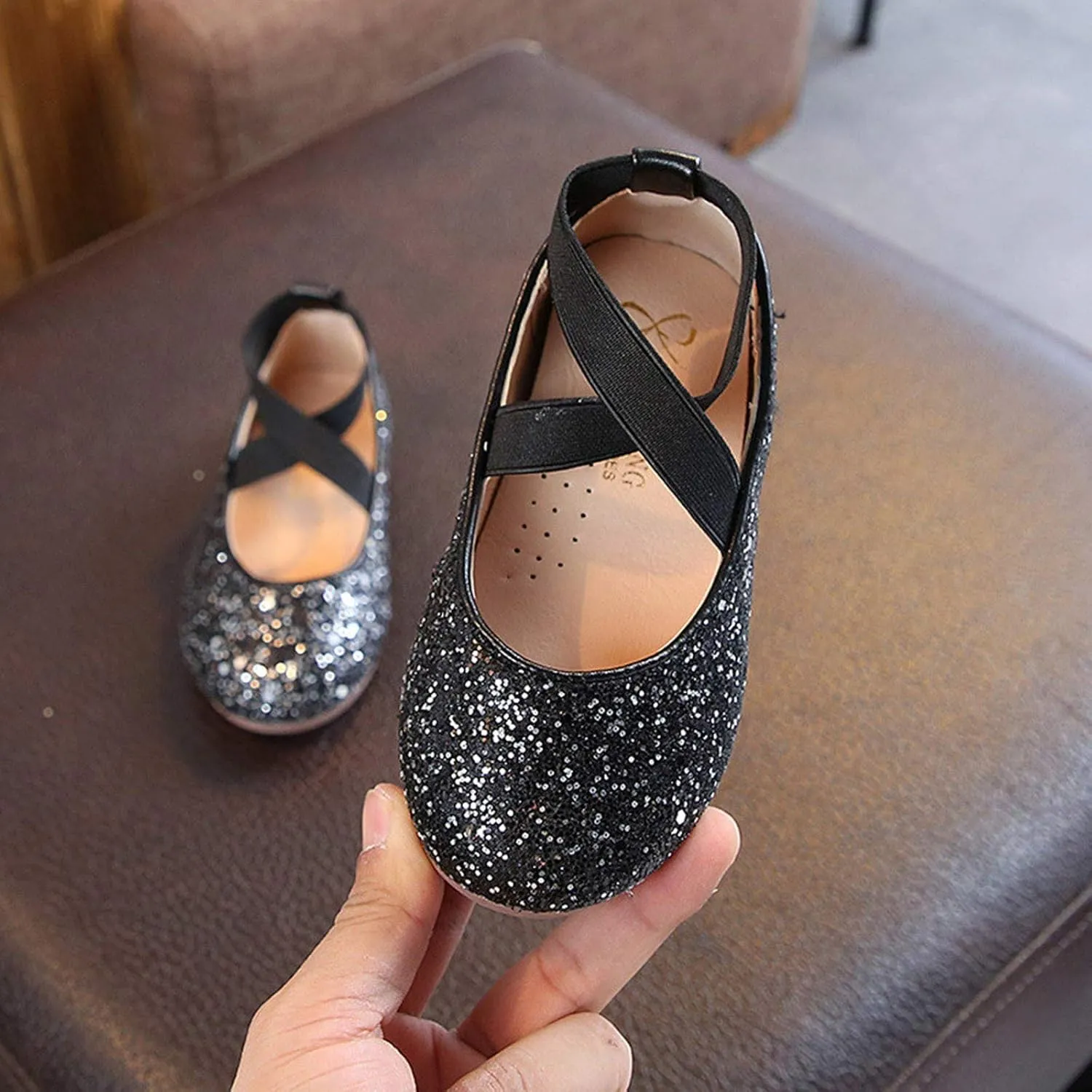 Toddler Girls Dress Glitter Princess Ballet Flat Little/Big Kids Mary Jane Ballerina Party Wedding Shoes