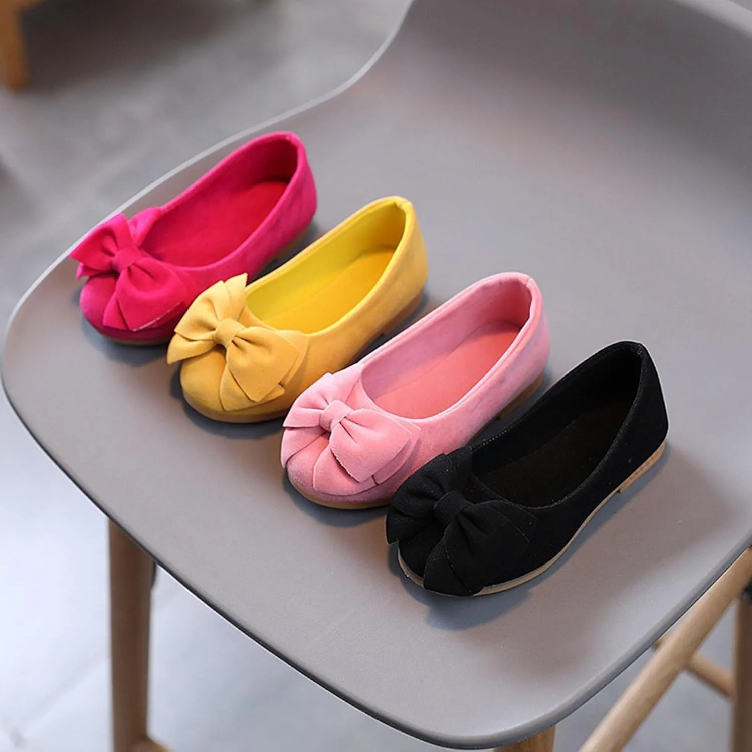 Toddler Girls Dress Shoes Kids Cute Bowknot Ballerina Flat Flower Girl Dance Party Princess Slip-On Mary Jane Shoes