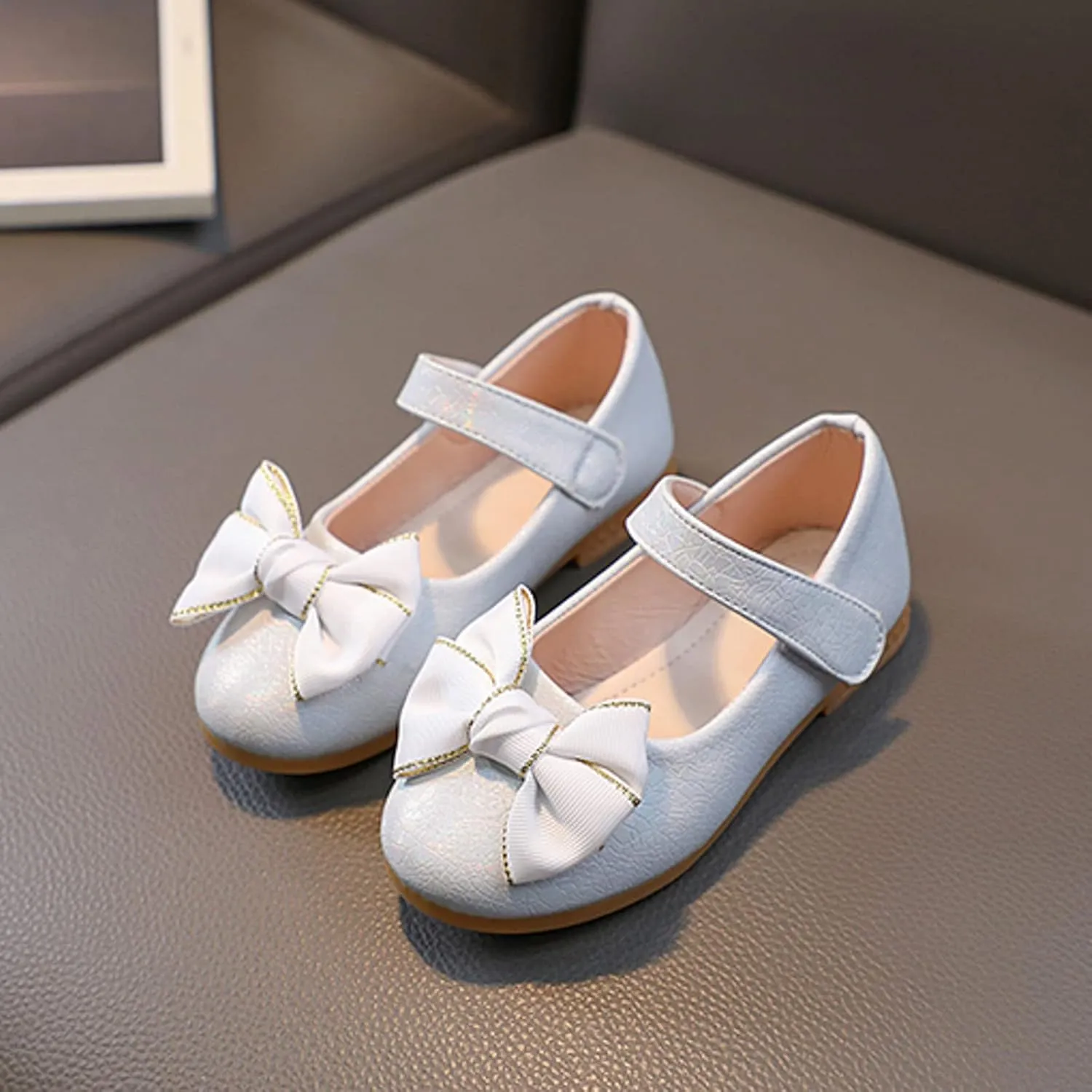 Toddler Girls Mary Jane Ballet Flats Bow Flower Wedding Party Ballerina Dress Shoes Ankle Strap Low Heel Sandal