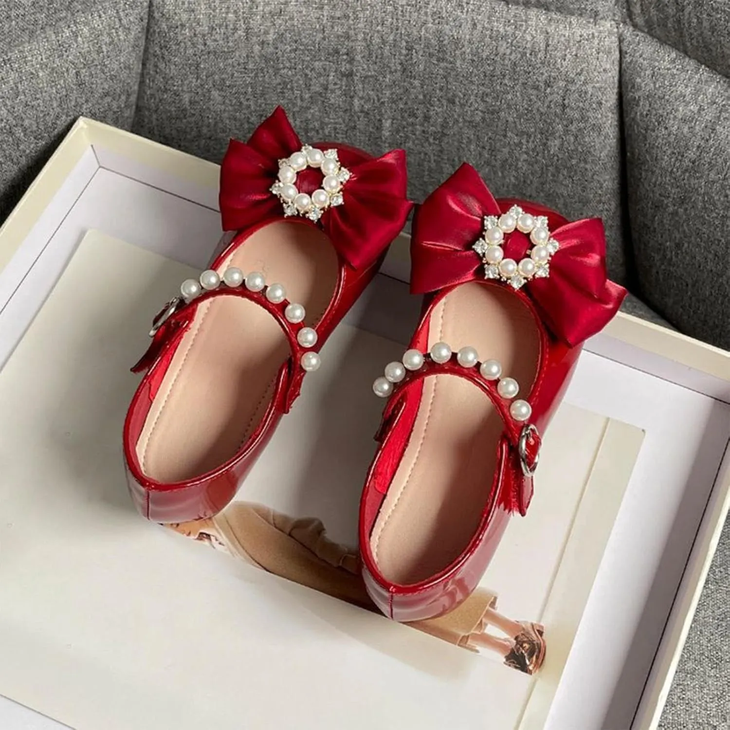 Toddler Girls Mary Jane Ballet Flats Little Girl Dress Shoes for School Party Wedding Prom Uniform