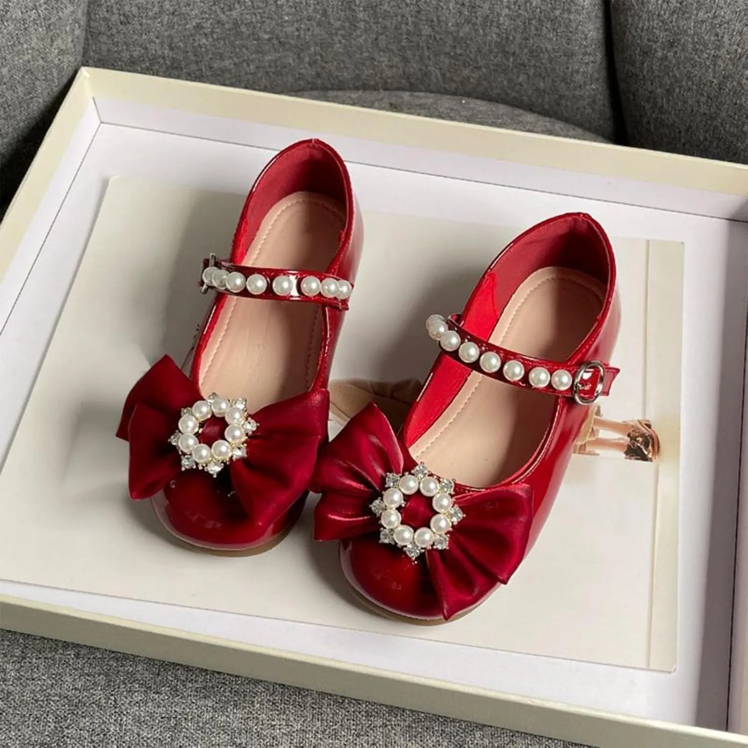 Toddler Girls Mary Jane Ballet Flats Little Girl Dress Shoes for School Party Wedding Prom Uniform