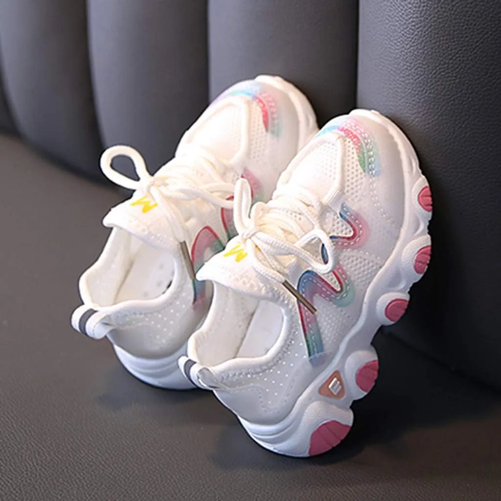 Toddler Sneakers 1-6 Years Kids Baby Girls Sneakers Mesh Breathable Lace Up Soft Shoes Black Sneakers