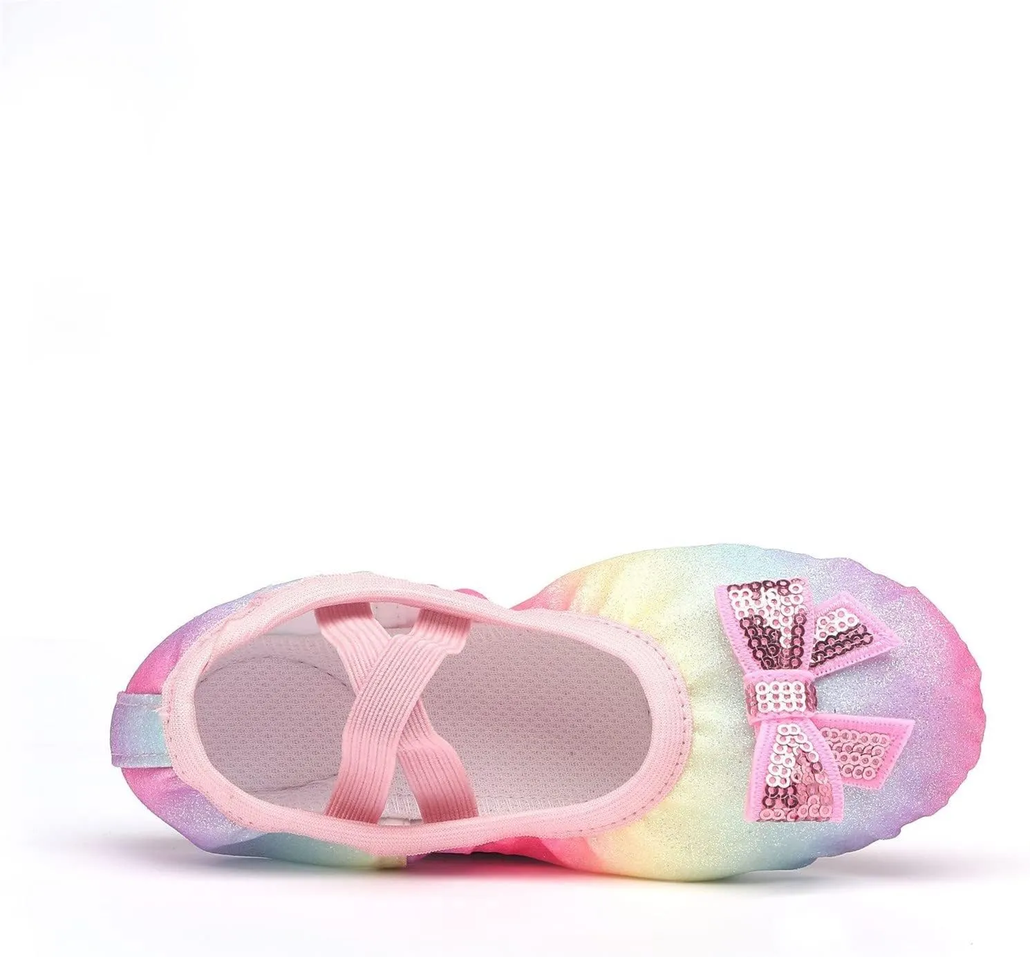 Toddler/Little/Big Kid Tie-Dye Colorful Ballet Shoes with ink Glitter Bow for Ballet Performance Yoga Dance Indoor Shoes