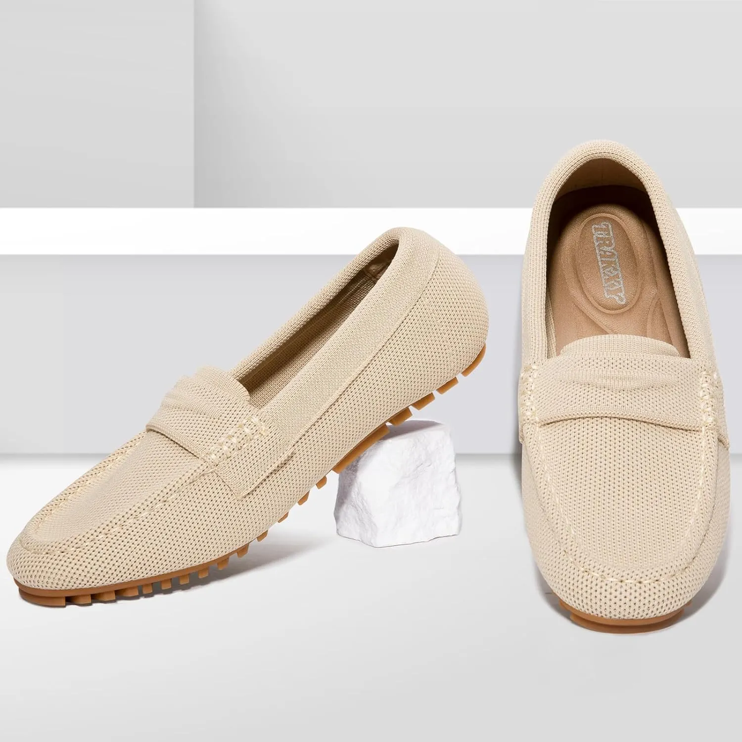 Trakxy Women's Knited Loafer Shoes Comfortable Flat Loafer Office Shoes Flat Shoes