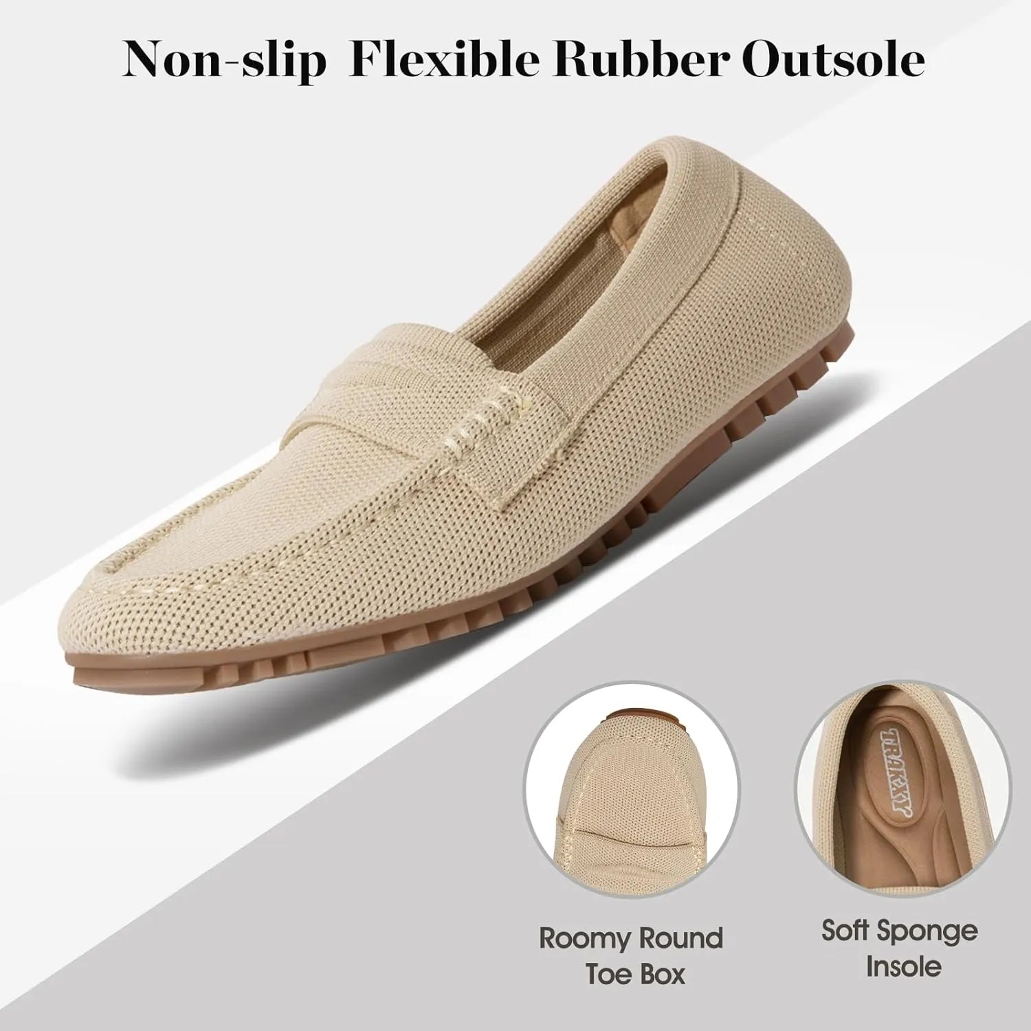 Trakxy Women's Knited Loafer Shoes Comfortable Flat Loafer Office Shoes Flat Shoes