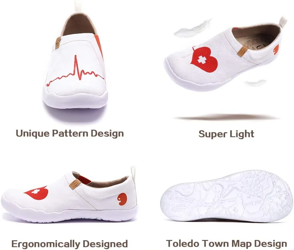 UIN Women's Slip On Sneakers Casual Loafers Knitted Art Painted Comfort Soft Walking Shoes