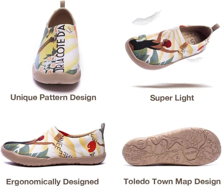 UIN Women's Slip On Sneakers Casual Loafers Knitted Art Painted Comfort Soft Walking Shoes