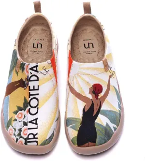 UIN Women's Slip On Sneakers Casual Loafers Knitted Art Painted Comfort Soft Walking Shoes