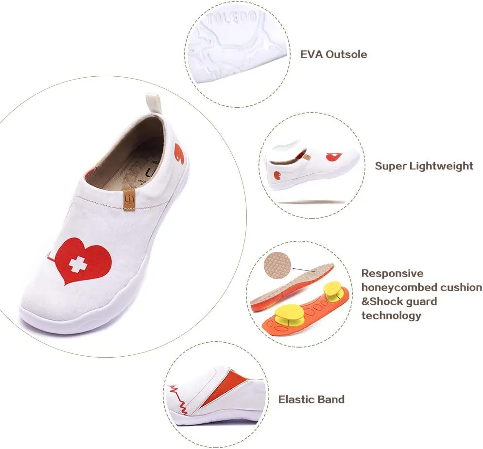 UIN Women's Slip On Sneakers Casual Loafers Knitted Art Painted Comfort Soft Walking Shoes