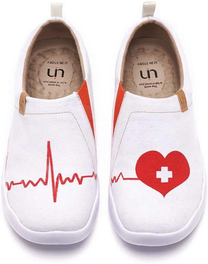 UIN Women's Slip On Sneakers Casual Loafers Knitted Art Painted Comfort Soft Walking Shoes