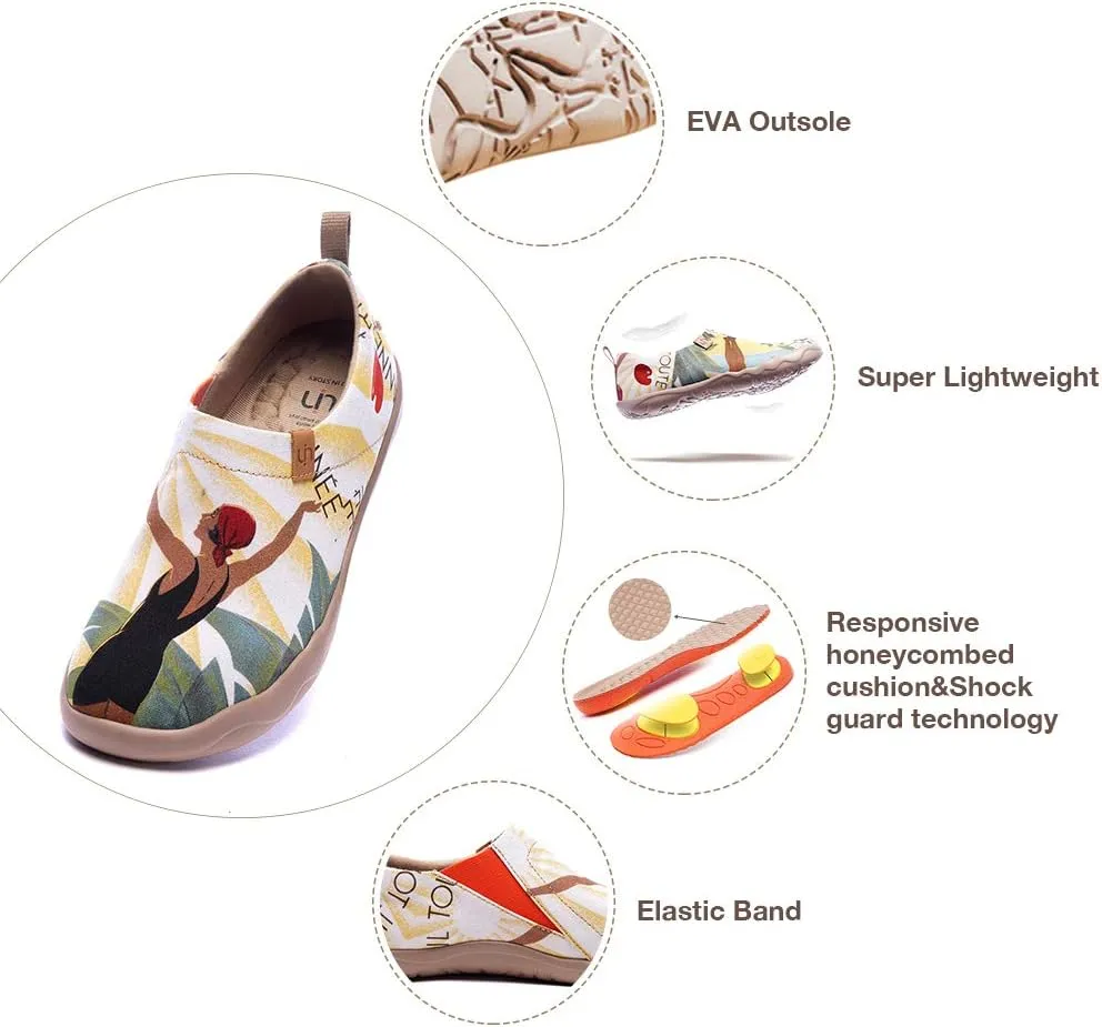 UIN Women's Slip On Sneakers Casual Loafers Knitted Art Painted Comfort Soft Walking Shoes
