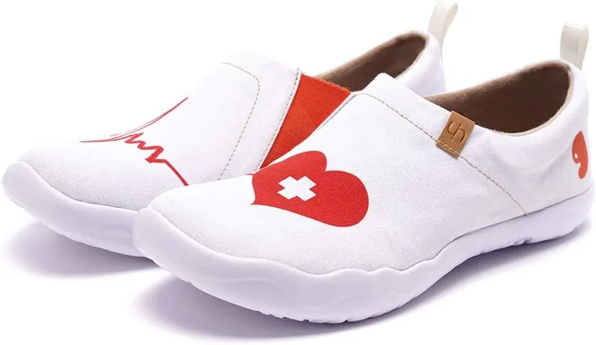UIN Women's Slip On Sneakers Casual Loafers Knitted Art Painted Comfort Soft Walking Shoes