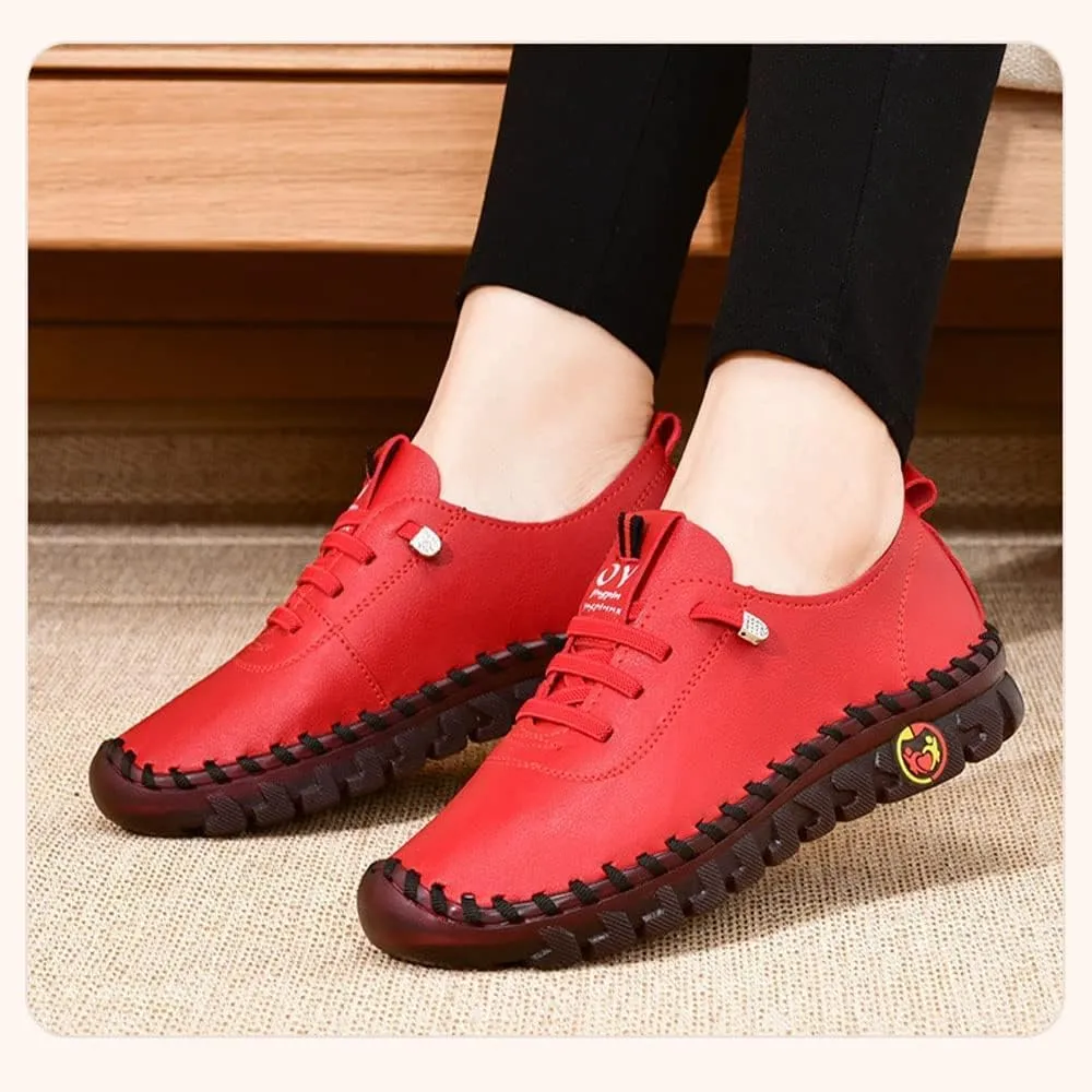 Ultra Soft Orthopedic Shoes for Women 2023, Leather Soft Bottom Flat Shoes, Non-Slip Breathable Round Head Shoes