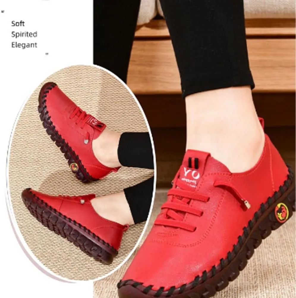 Ultra Soft Orthopedic Shoes for Women 2023, Leather Soft Bottom Flat Shoes, Non-Slip Breathable Round Head Shoes