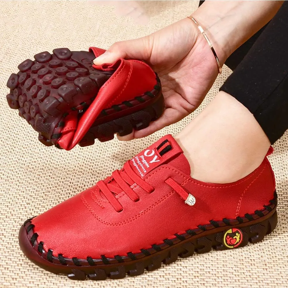 Ultra Soft Orthopedic Shoes for Women 2023, Leather Soft Bottom Flat Shoes, Non-Slip Breathable Round Head Shoes