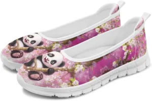 Various Creative Panda Print Womens Flats Comfortable Dressy Slip On Ballet Shoes Lightweight Stylish Mesh Casual Sneakers Daily Wear
