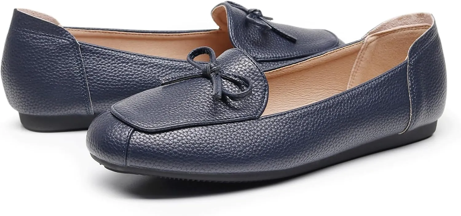 VenusCelia Women's Bowknot Wide Flat Shoe