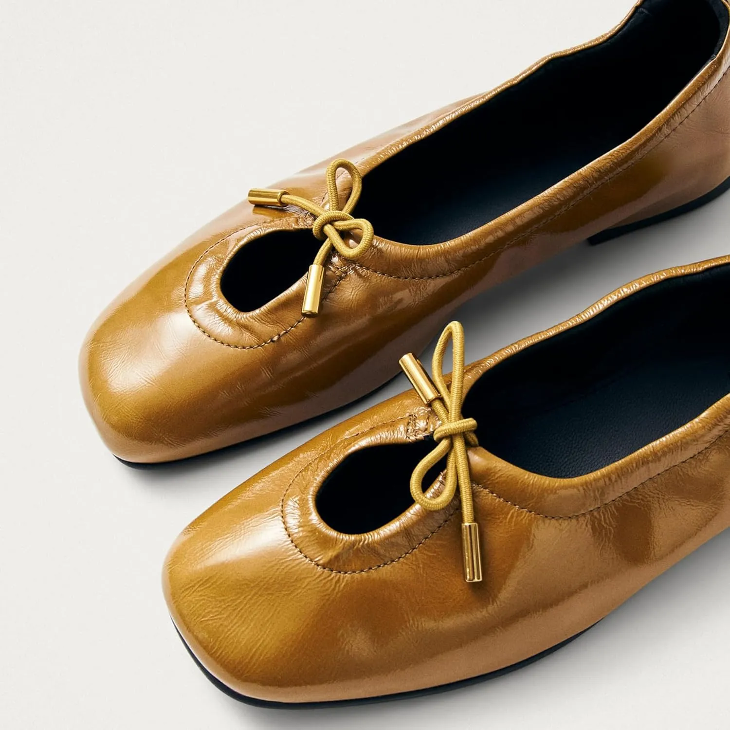 Women Ballet Flats Square Toe Lace Up Bow Ballerina Shoes Cute Slip On Casual Mary Jane Shoes