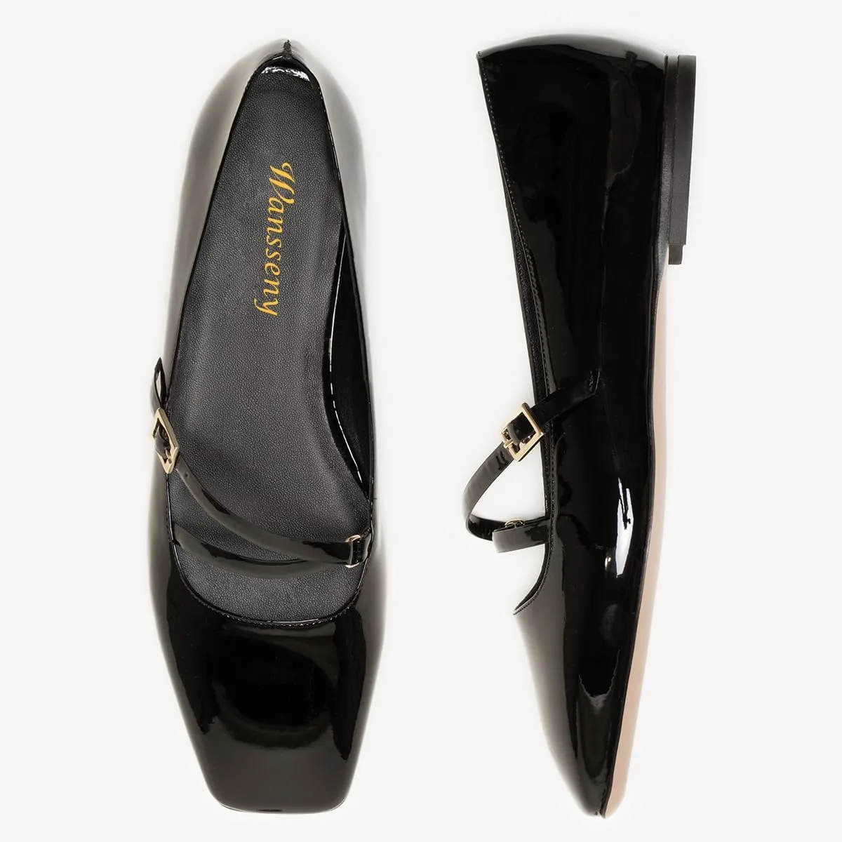 Women Closed Square Toe Ballet Flats Strap Buckle Comfortable Fashion Party Casual Mary Jane Flats Size 4-16 US