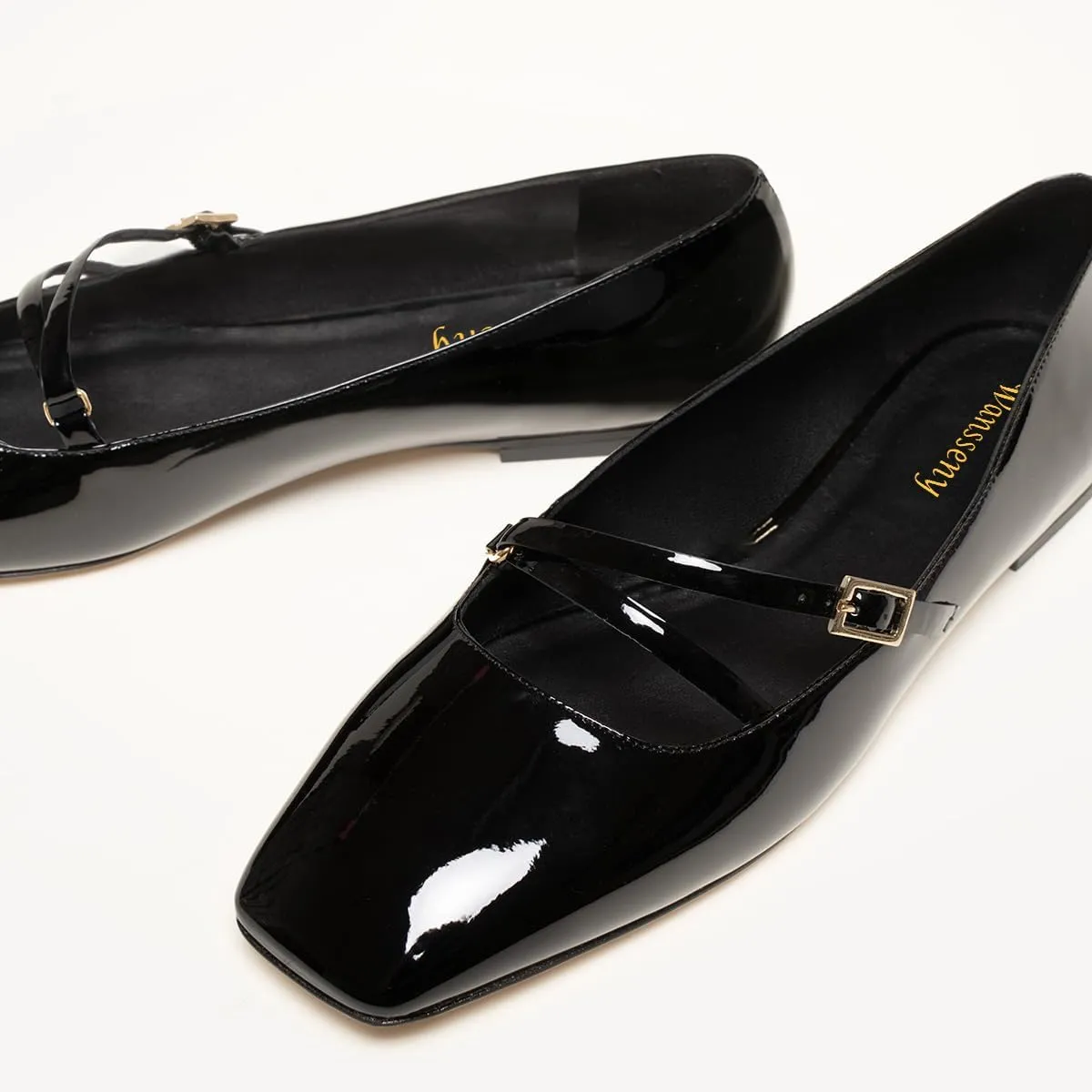 Women Closed Square Toe Ballet Flats Strap Buckle Comfortable Fashion Party Casual Mary Jane Flats Size 4-16 US