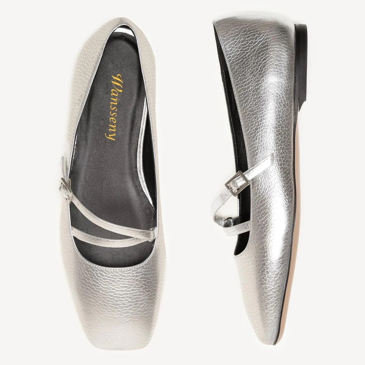 Women Closed Square Toe Ballet Flats Strap Buckle Comfortable Fashion Party Casual Mary Jane Flats Size 4-16 US