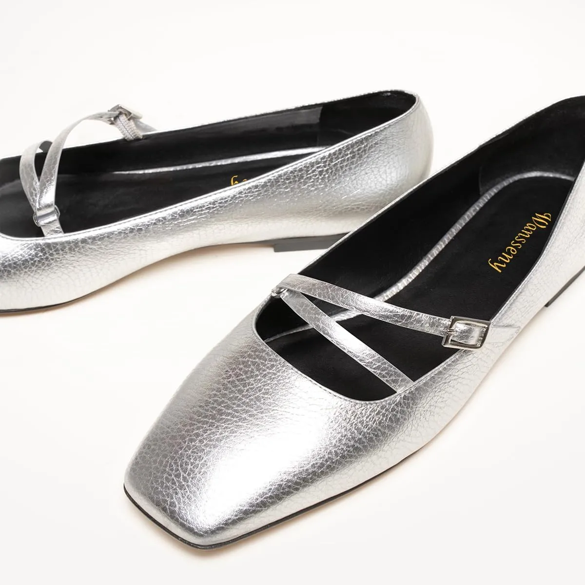 Women Closed Square Toe Ballet Flats Strap Buckle Comfortable Fashion Party Casual Mary Jane Flats Size 4-16 US