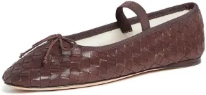 Women Woven Ballet Flats Round Toe Mary Jane Shoes Casual Comfortable Dressy Shoes with Bow