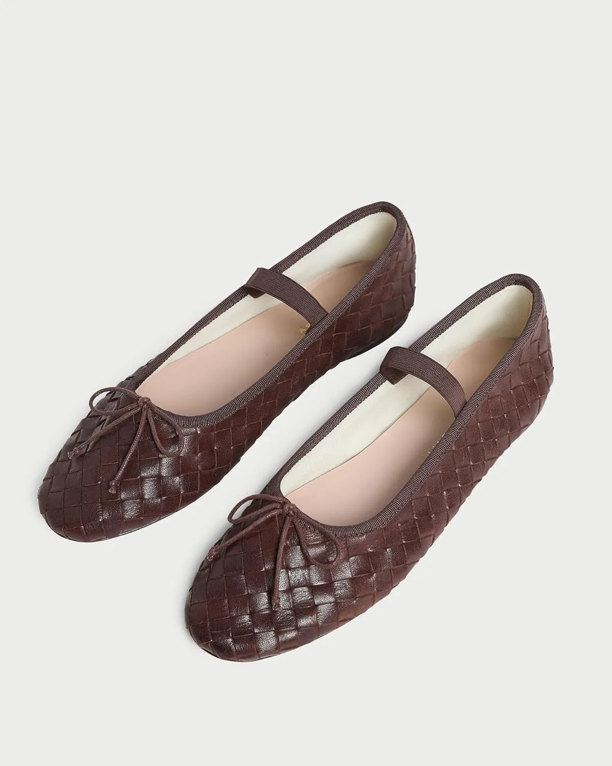 Women Woven Ballet Flats Round Toe Mary Jane Shoes Casual Comfortable Dressy Shoes with Bow