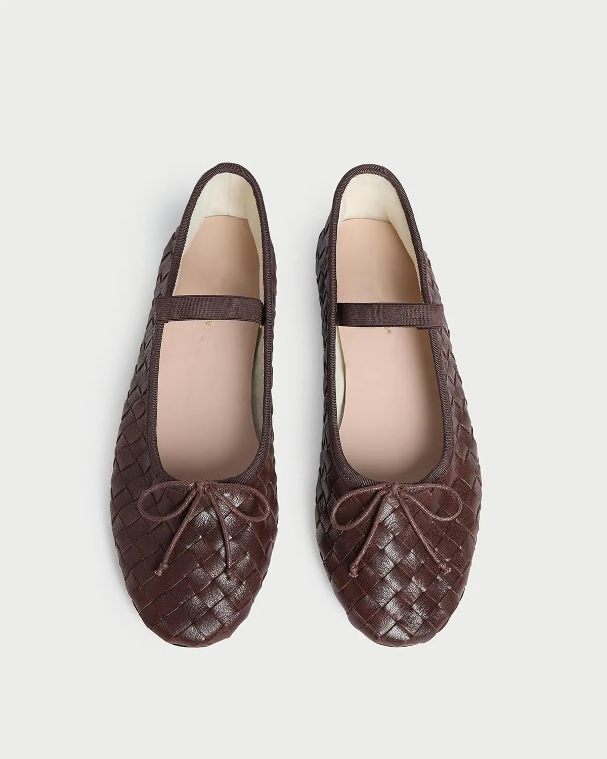 Women Woven Ballet Flats Round Toe Mary Jane Shoes Casual Comfortable Dressy Shoes with Bow