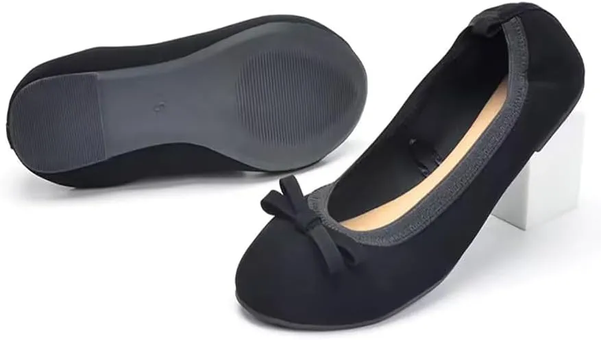 Womens Ballet Flats Shoes Bow Omelet Shoes Comfortable PU Leather Slip on Shoes for Women