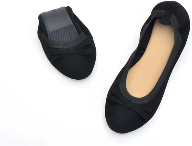 Womens Ballet Flats Shoes Bow Omelet Shoes Comfortable PU Leather Slip on Shoes for Women