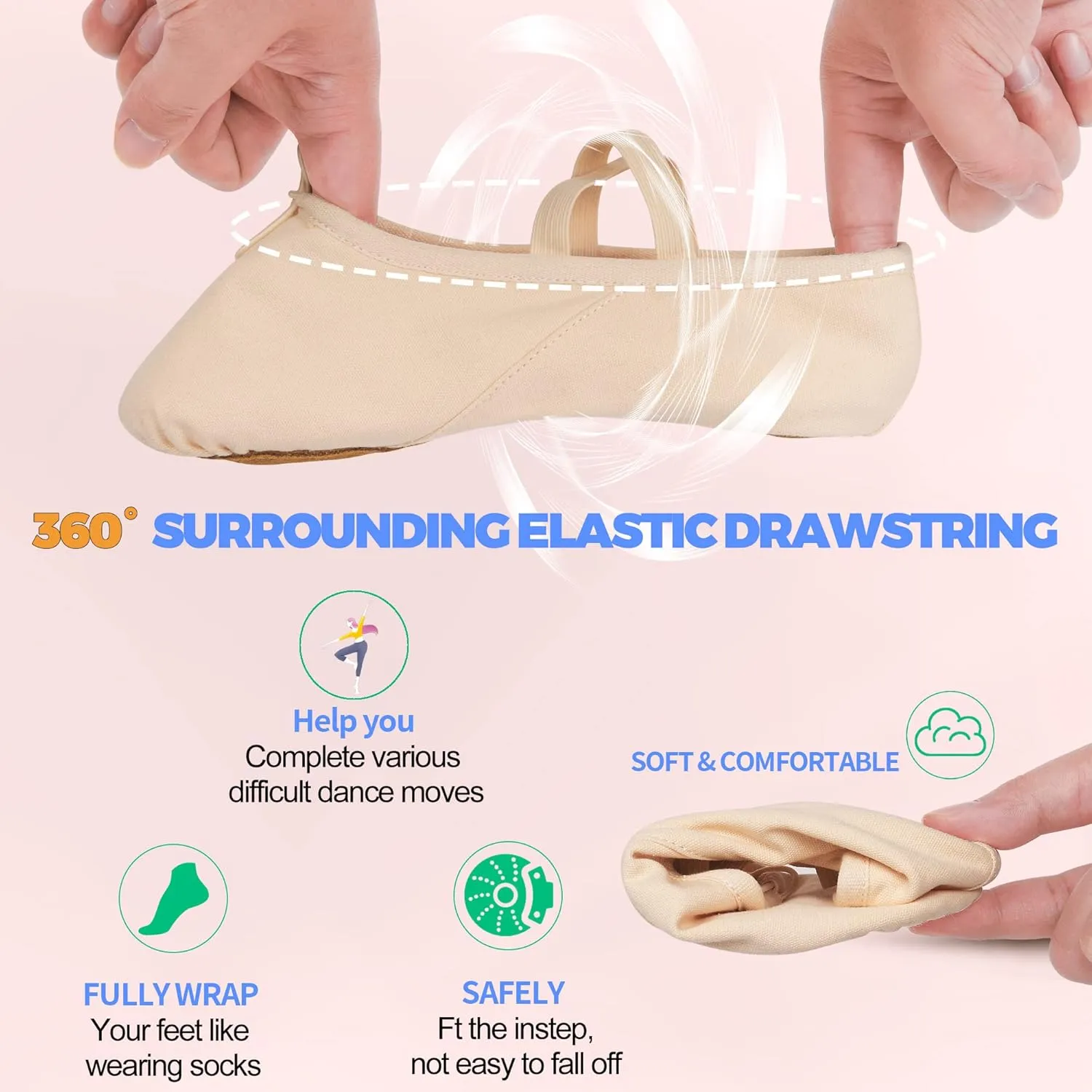 Women's Ballet Shoes Canvas Dance Slippers Yoga Practice Shoes for Girls/Adults