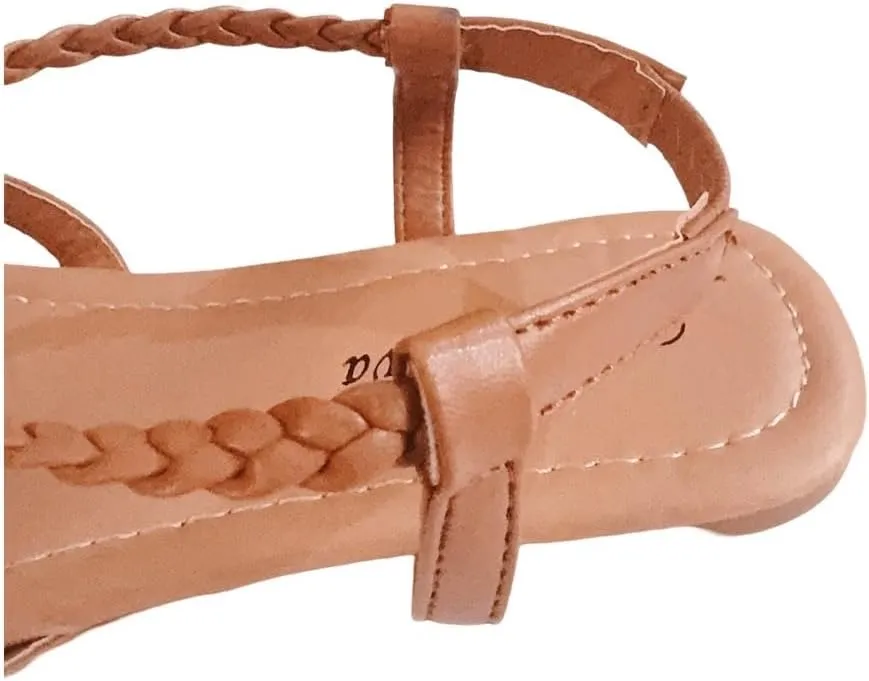 Women's Braided Strap Flat Sandals  Comfortable Open-Toe Slip-On Gladiator Sandals with Back Strap, Casual Summer Footwear