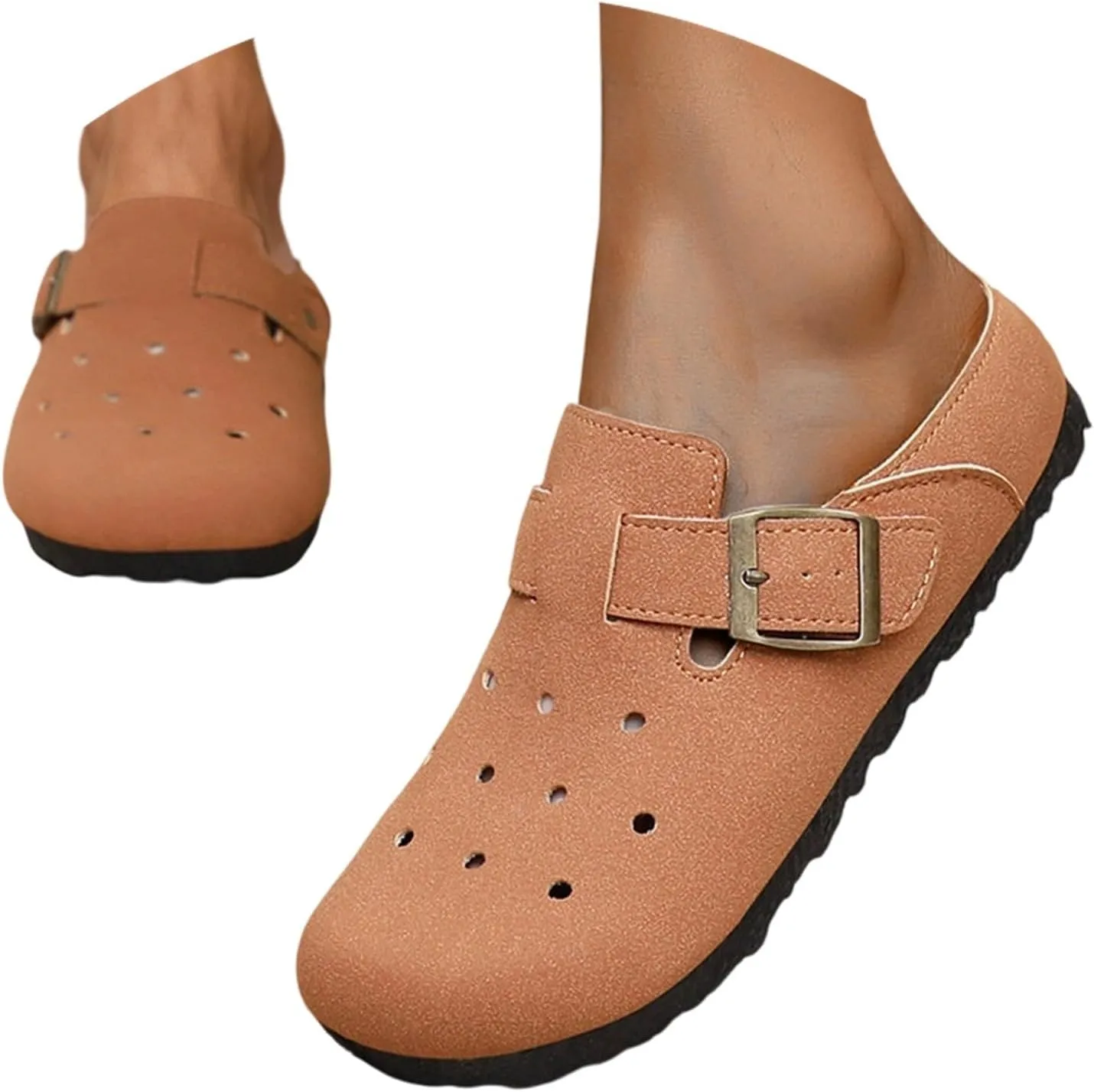 Women's Casual Closed Toe Clogs Breathable Slip On Shoes Comfortable Flat Sandals for Daily Wear Dating Outfits
