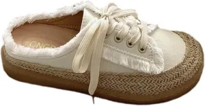 Womens Espadrille Flats Canvas Mule Slip on Shoes Backless Sneakers Casual Comfortable Loafers