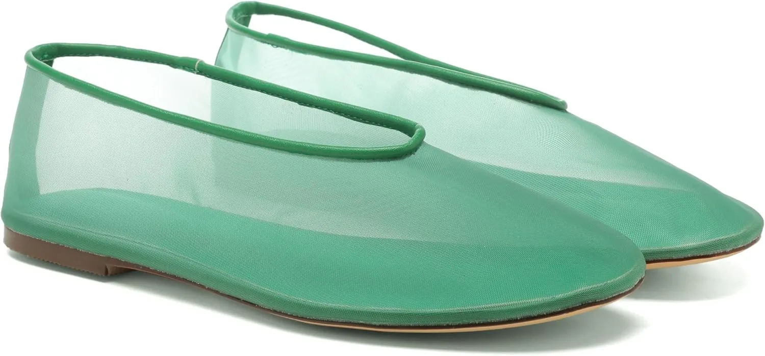 Women's Fine Mesh Ballet Flats,Round Toe Ballerina Shoes,Casual Slip On Mary Jane Flats,Comfortable Daily Dress Shoes